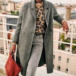 Sezane Jary Coat Size 36 (US 4/S) Mini Grey Tiles